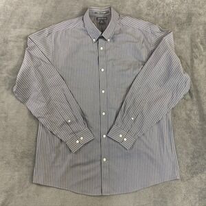 Eddie Bauer Shirt Mens L‎ Wrinkle Free Fit Long Sleeve Gray Stripe Preppy Button